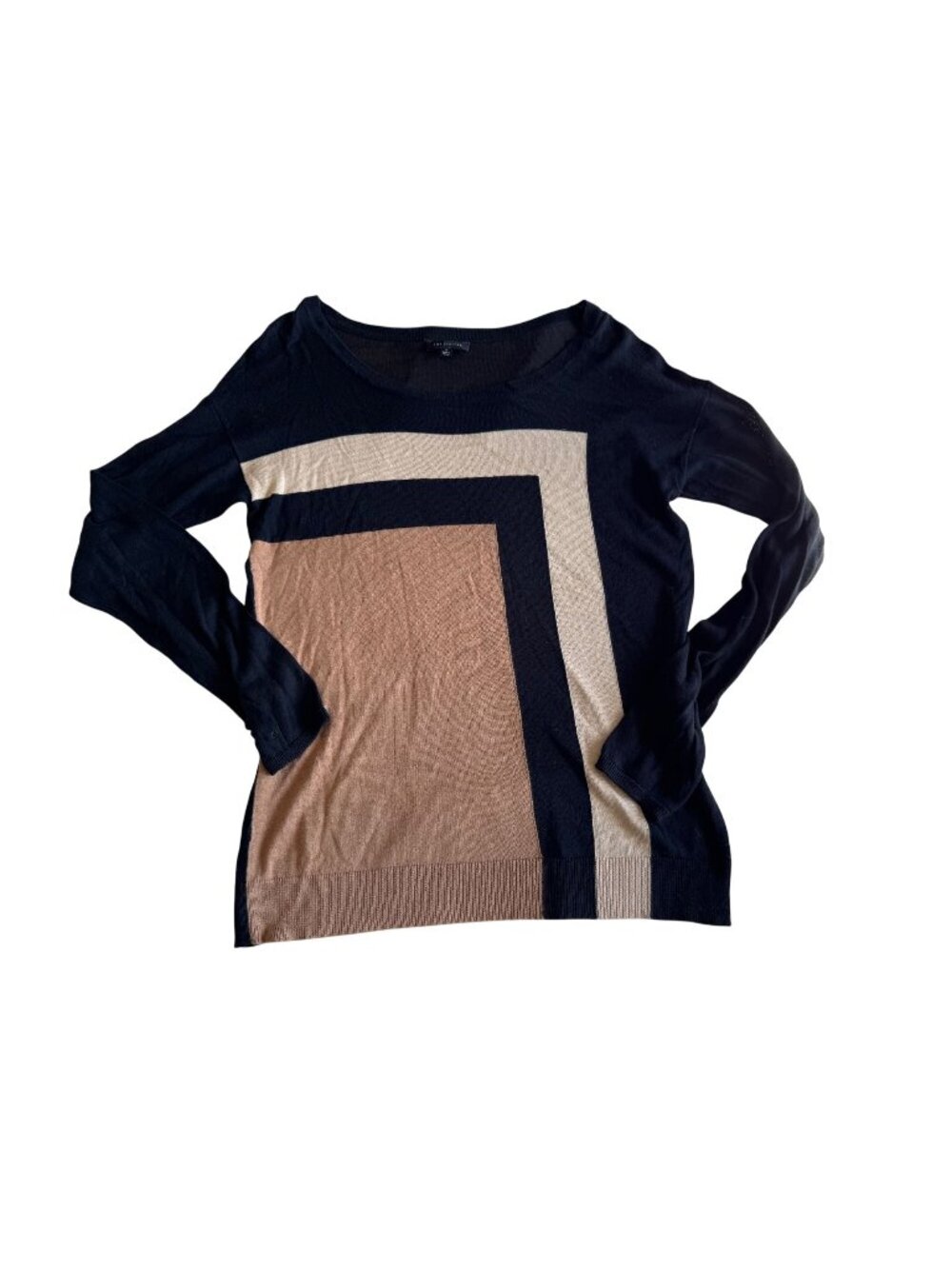 The Limited Women's Colorblock Long Sleeve Sweater Black & Beige S Lightweight